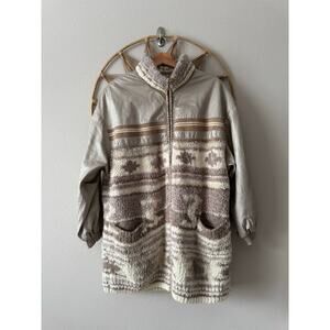 RARE Vtg Norma Canada Mixed Media Leather Fur Wool Luxury Coat Art to Wear 80s